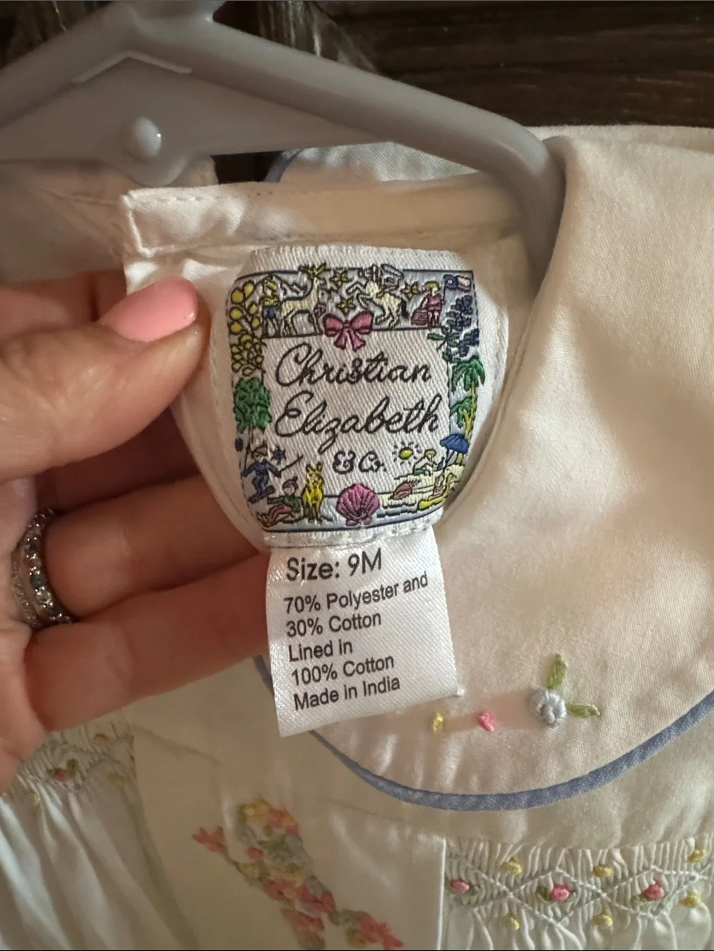 Girls White Embroidered Cross Smocked Dress